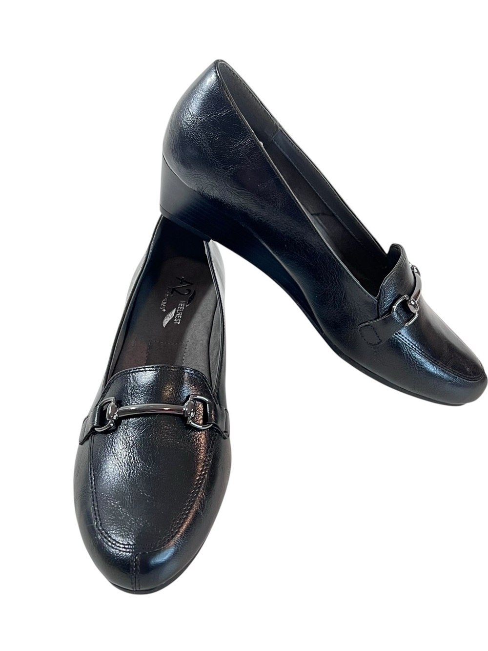 A2 by Aerosoles Loce Spell Wege Heel Loafers Womens Size 10 New Black